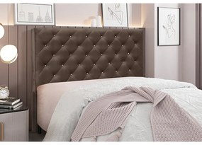 Cabeceira Cama Box Casal 140 cm Tania Veludo S04 - D'Rossi - Marrom