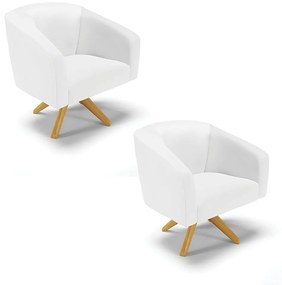 Poltrona Decorativa Giratória MA30 Kit 2 Stella Sintético Branco D03 - D'Rossi