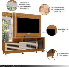 Home Theater Stall 2 Portas 2 Prateleiras Iluminação LED até 60 Cinamomo/OffWhite G97 - Gran Belo