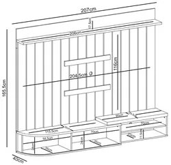 Painel para TV 75 Pol com Bancada Suspensa 207cm Emília M01 Fendi/Natu