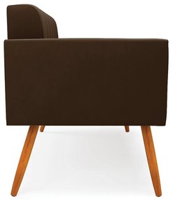 Sofá Namoradeira Elisa Suede Pés Palito Castanho - D'Rossi - Marrom