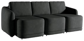 Sofá Cama Modulado Retrátil e Reclinável Decorativo Varsóvia 306cm Veludo Cinza Chumbo G33 - Gran Belo