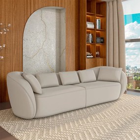Sofá Bipartido Sala de Estar Diamond 292cm com Almofadas Soltas Veludo Bege G52 - Gran Belo