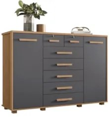 Cômoda Para Quarto 7 Gavetas 160cm Fontaine A02 Freijó/Titanium - Mpoz