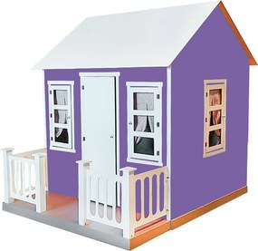Casinha de Brinquedo com Cercado e Cortinas Roxa/Branco L12 - Gran Belo