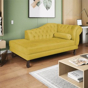 Recamier Diana 185cm Lado Esquerdo Suede Amarelo - ADJ Decor
