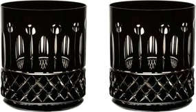Kit Presente de 2 Copos de Cristal p/ Whisky On The Rocks Strauss Lapidado 430ml - Preto  Preto