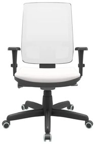 Cadeira Office Brizza Tela Branca Assento Vinil Branco Braços 3D com Base Standard 120cm - 64239 Sun House