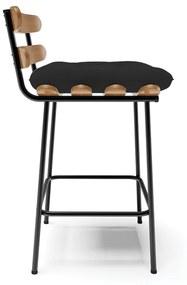 Banqueta Costela Veludo Preto Base Metálica Preto - D'Rossi