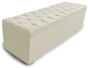 Calçadeira Baú Solteiro 90cm Nicole Capitonê Suede Bege - Sheep Estofados - Bege