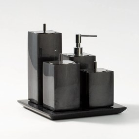 Conjunto Banheiro 4pçs Resina CHUMBO – CROMADO  Chumbo - Cromado