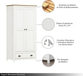 Armário Organizador 2 Portas Madeira Maciça Osiris Branco/Freijo - G74 - Gran Belo