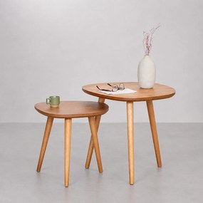 Conjunto com 2 Mesas Laterais Lami Orgânica Canela