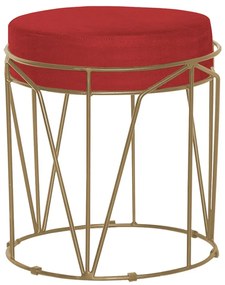 Puff Decorativo Sala de Estar Base Gold Chloe Suede Vermelho G41 - Gran Belo