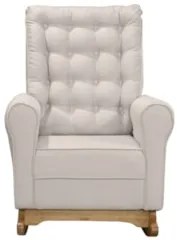 Poltrona Amamentação Base Madeira Balanço Maju Linho Bege F03 - Mpozen