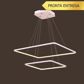 Pendente Hox 66W Led 3000K Ip20 Branco Bivolt 60X60Cm | Opus Dn 34348 (Branco)