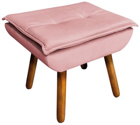 Puff Banqueta Decorativo Pé Palito Opala Veludo Rosê D03 - D'Rossi