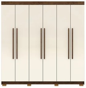 Guarda Roupa Elegance 6 Portas Imbuia/Champanhe - Vila Rica Móveis