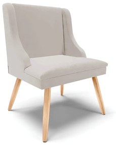 Kit 10 Cadeiras de Jantar Liz Veludo Cinza Pés Palito Natural D03 - D'Rossi