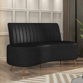 Sofá Living Decorativo 2 Lugares 1,35M Katara Preto Corino G33 - Gran Belo