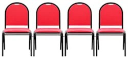 Kit 4 Cadeiras Hoteleiras Auditório Empilhável Sintético Z33 Vermelho