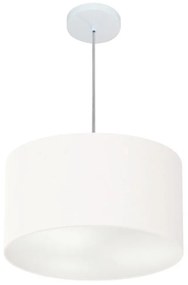 Lustre Pendente Cilíndrico Md-4244 Cúpula em Tecido 40x25cm Branco - Bivolt