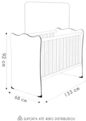 Berço Simples Para Colchão 130x60 Com Rodízios Doce Sonho Branco - Qmo