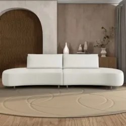 Sofá 3 Lugares 240cm Orgânico Pé Ferro Nagai Bouclê Branco Z55 - Mpoze