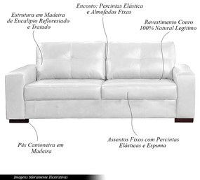 Sofá Decorativo 2 Lugares Turim 150cm Couro Branco G58 - Gran Belo