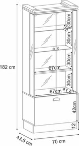Cristaleira Decorativa Peggy Nicho Adega com LED Portas de Vidro Castanho/Off White G26 - Gran Belo