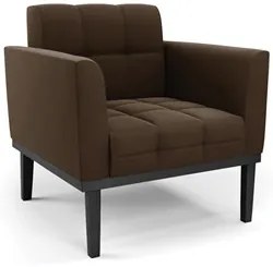 Poltrona Base Madeira Preto Kit 2 Ana Suede Marrom - Ibiza