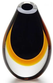 Gota Baixa Bicolor Preta com Âmbar Murano Cristais Cadoro