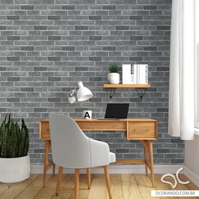 Papel de Parede Tijolo Tons de Cinza