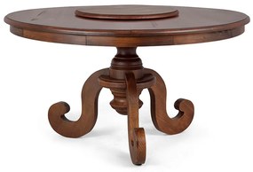 Mesa Redonda Sala de Jantar 6 Lugares Mariah 140cm com Prato Giratório Canela G04 - Gran Belo
