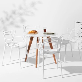 Conjunto Mesa Square Redonda Branco Fosco 88cm + 4 Cadeiras Allegra - Branca