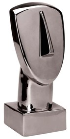 Escultura Decorativa Em Cerâmica Espelhada Chumbo Face 29x11 Cm - D'Rossi