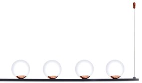 Pendente Retangular Alça 130X10X40Cm Metal E Globo Ø10Cm 06Xg9 | Old A... (PRETO, AMBAR)