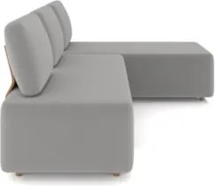 Sofá 3 Lugares Com Chaise 222cm Rovier Veludo Cinza Z32       - Mpozen