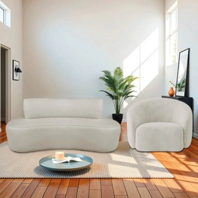 Kit Recamier Curvo Amsterdã 120cm e Poltrona Amore Luxo Linho