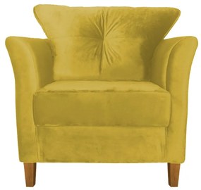 Kit Sofá Namoradeira + 2 Poltronas Ibis Decorativa, Sala Suede Amarelo