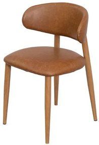 Cadeira Milan Assento Corino Caramelo Base Clara - 79394 Sun House
