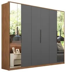 Guarda Roupa Casal 6 Portas 2 Com Espelhos 6 Gavetas Atrice D02 Amendo