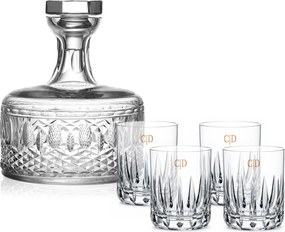 Jogo Garrafa e 4 Copos Lapidado 59 P/ Whisky On The Rocks 300ml Incolor