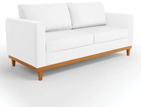 Sofá 03 Lugares Juliette Corino Base Madeira Castanho D03 - D'Rossi - Branco