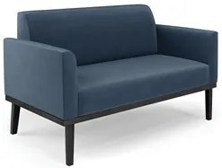 Sofá Namoradeira Base Madeira Preto Maressa Suede Azul Marinho - Ibiza