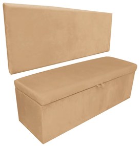 Kit Calçadeira e Painel Clean 100 cm Suede D'Rossi - Caramelo Sisal