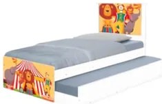 Cama Solteiro Infantil Com Auxiliar 188x88cm Circo K06 - Mpozenato