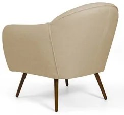 Kit 02 Poltronas Decorativas Nina Pés Palito Madeira C-129 Linho Bege