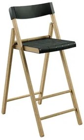 Banqueta Dobrável Alta com Encosto Tramontina Potenza Preto Madeira Tauari Natural
