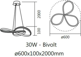 Pendente Trilha Ø60X10Cm Led 30W 3000K Bivolt / Dourado |S&l Iluminaçã... (Dourado)